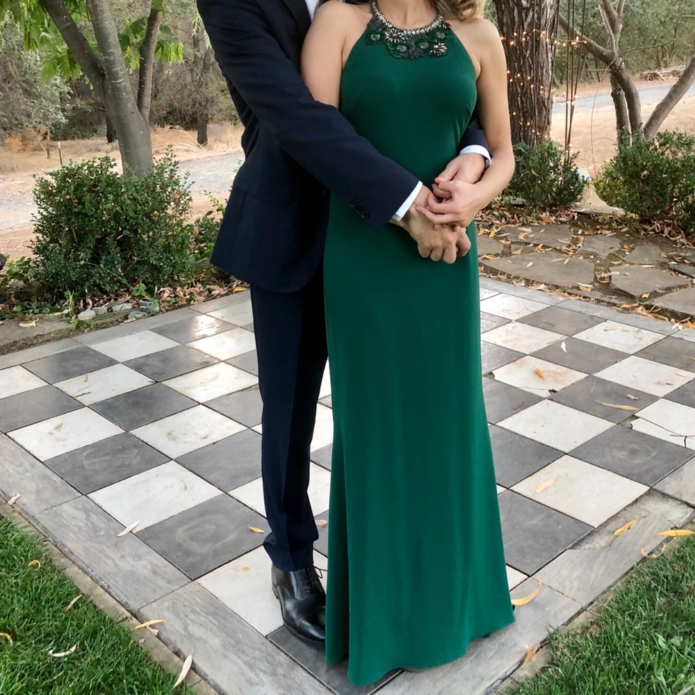 Badgley Mischka Long, Green, Size 2, Dress